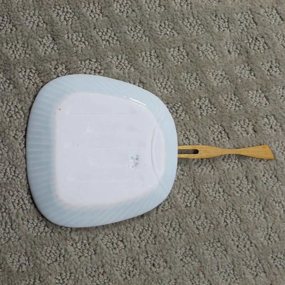 Lot Of 5 Blue White Japanese Porcelain Plate Set With Bamboo Forks In Wooden Box